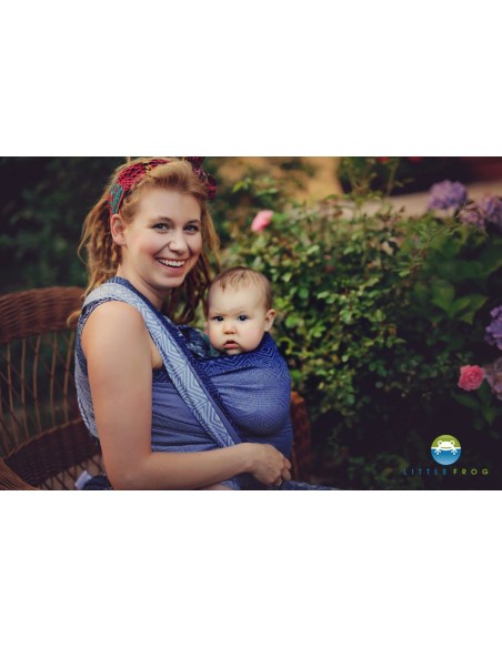 Fular tejido - Little Frog - Marine cube (tencel)