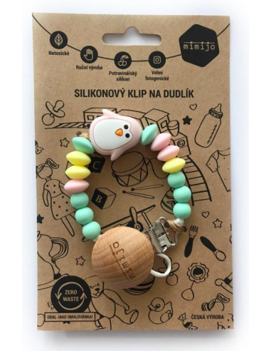 Porta chupete - Mimijo - Pink penguin