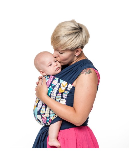 Fular elástico - Liliputi - rainbow line - feather