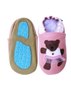 ZAPATOS DE CUERO PARA BEBÉ - CAROZOO - TEDDY BEAR SKIRT PINK
