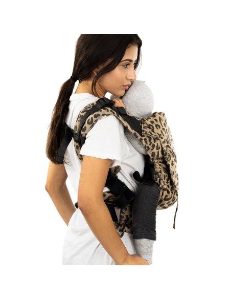 Mochila ergonómica evolutiva - Fidella 2.0 - Leopard Gold - TODDLER (algodón org., viscosa, seda)