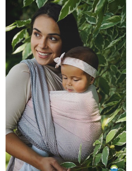 Fular tejido - Little Frog - Foggy cube (lino)