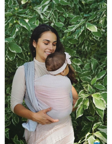 Fular tejido - Little Frog - Foggy cube (lino)