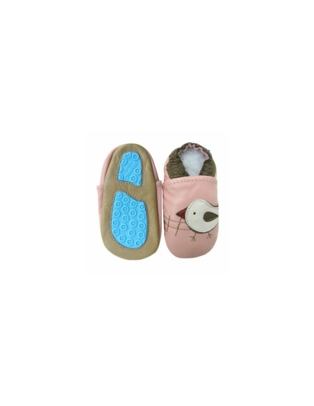ZAPATOS DE CUERO PARA BEBÉ - CAROZOO - CHICKY PINK