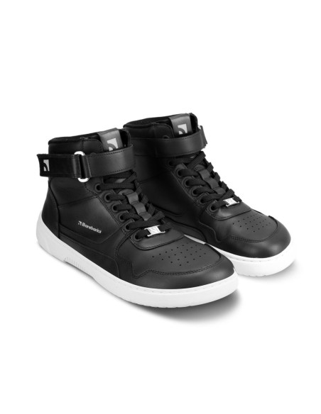 Zapatos Barefoot - Barebarics  - Zing high top - black & white (cuero)