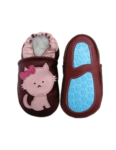 ZAPATOS DE CUERO PARA BEBÉ - CAROZOO - MOUSE CAT PURPLE