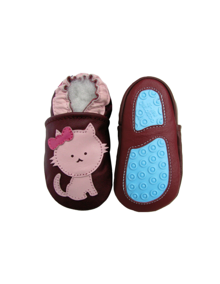 ZAPATOS DE CUERO PARA BEBÉ - CAROZOO - MOUSE CAT PURPLE