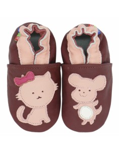 ZAPATOS DE CUERO PARA BEBÉ - CAROZOO - MOUSE CAT PURPLE 2