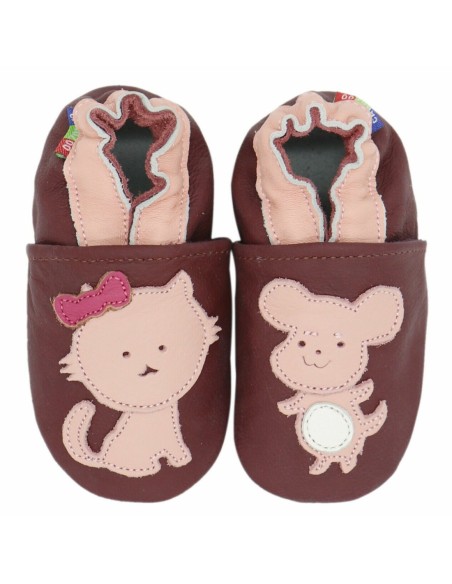 ZAPATOS DE CUERO PARA BEBÉ - CAROZOO - MOUSE CAT PURPLE