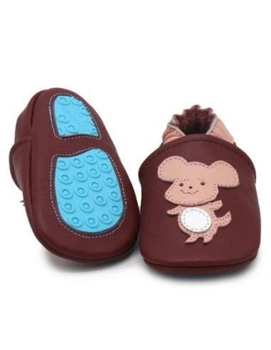 ZAPATOS DE CUERO PARA BEBÉ - CAROZOO - MOUSE CAT PURPLE