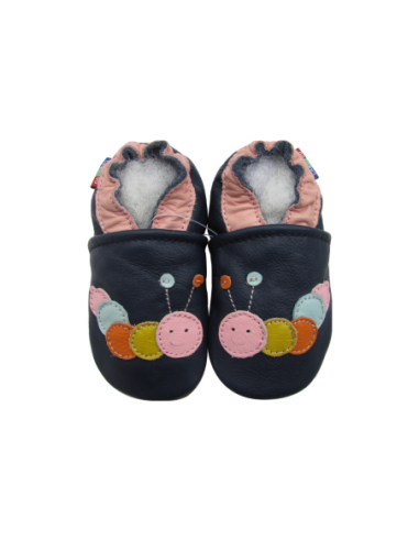 ZAPATOS DE CUERO PARA BEBÉ - CAROZOO - CATERPILLAR DARK BLUE