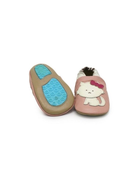 ZAPATOS DE CUERO PARA BEBÉ - CAROZOO - CAT PINK OUTDOOR