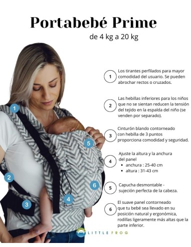 Mochila ergonómica evolutiva -Little Frog prime-Linen Miles