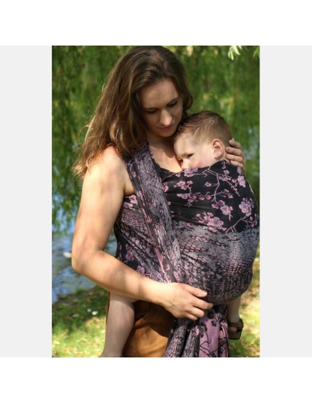 Fular tejido - Yaro - Flowersnake- Duo Black Rose Seacell