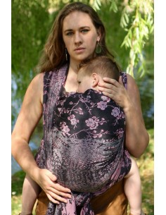 Fular tejido - Yaro - Flowersnake- Duo Black Rose Seacell