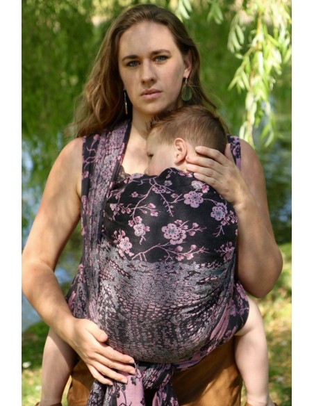 Fular tejido - Yaro - Flowersnake- Duo Black Rose Seacell