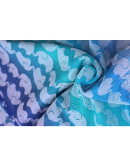 Fular tejido - Yaro - Elephants -  Aqua Grad Bamboo