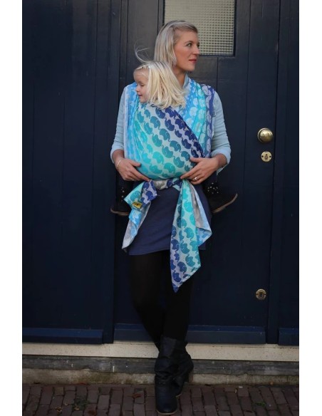 Fular tejido - Yaro - Elephants -  Aqua Grad Bamboo