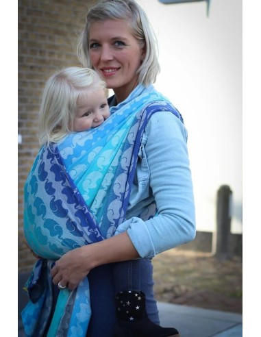 Fular tejido - Yaro - Elephants -  Aqua Grad Bamboo