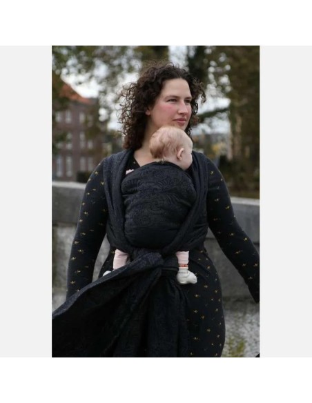 Fular tejido - Yaro - Ava - Duo Black Wool Silk Glam