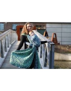 Fular tejido - Yaro - Petals - Ultra Blue Violet Green Seacell 2